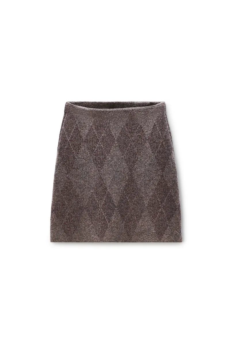 Crystal Hotfix Argyle Wool-Blend Tennis Skirt