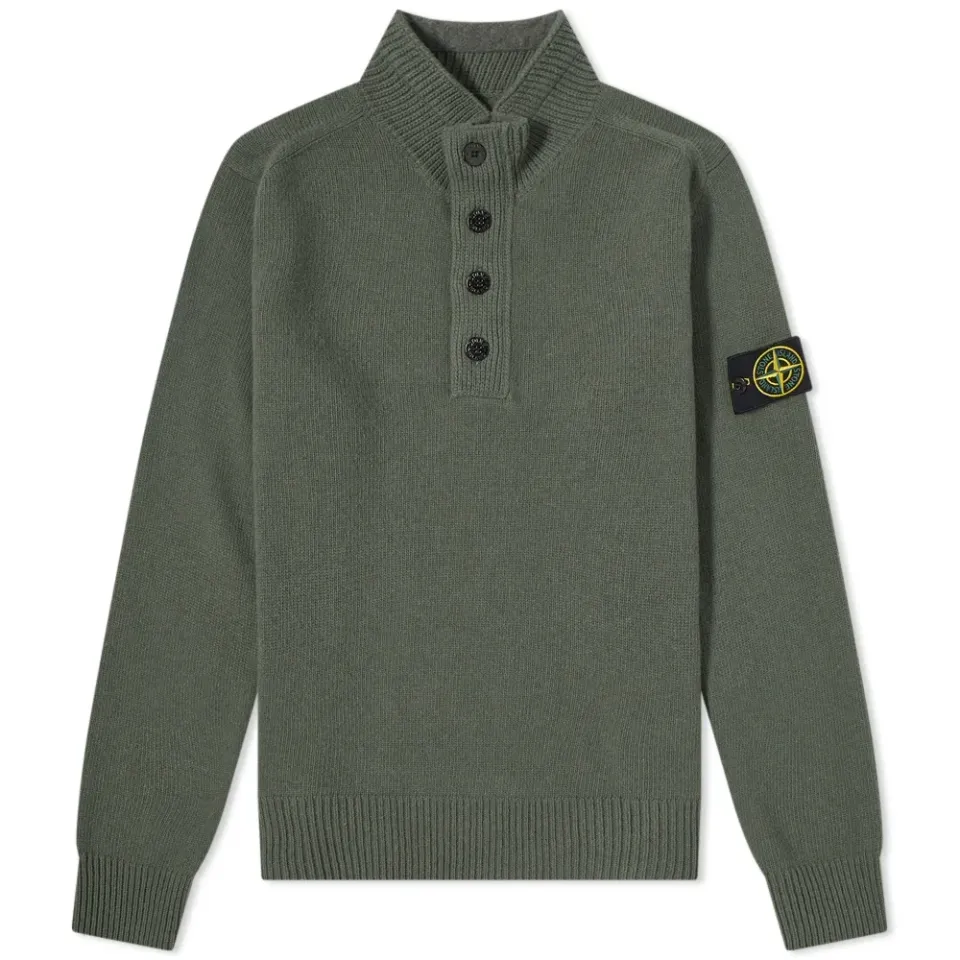 Lambswool Half Button Knit