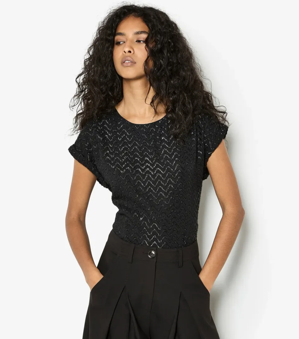 Women's Black Jacquard Grow On T-Shirt