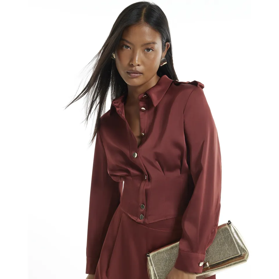 Petite Satin Tailored Shirt