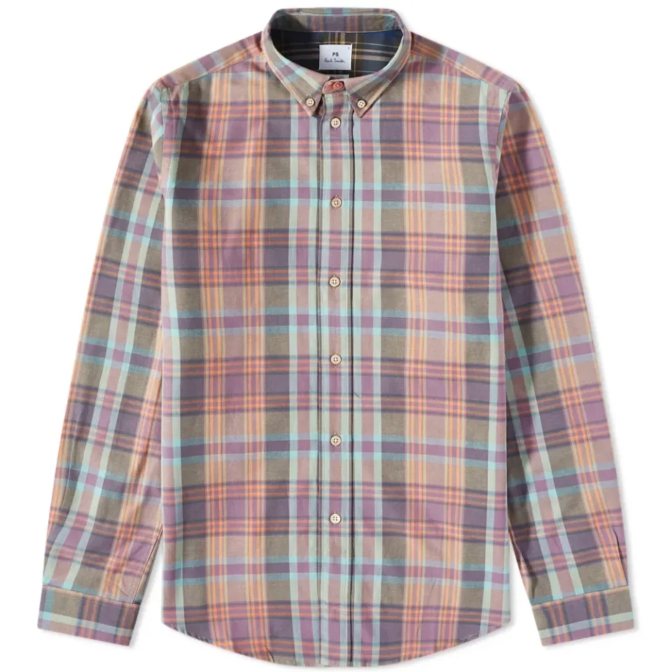 Checked Button Down Oxford Shirt