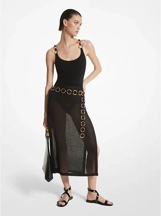 Linen Gauze Slit Skirt
