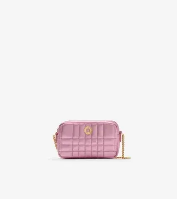 Mini Quilted Leather Camera Bag in Pink