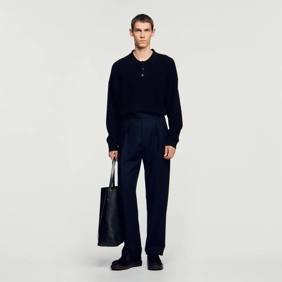 Wide-leg wool trousers