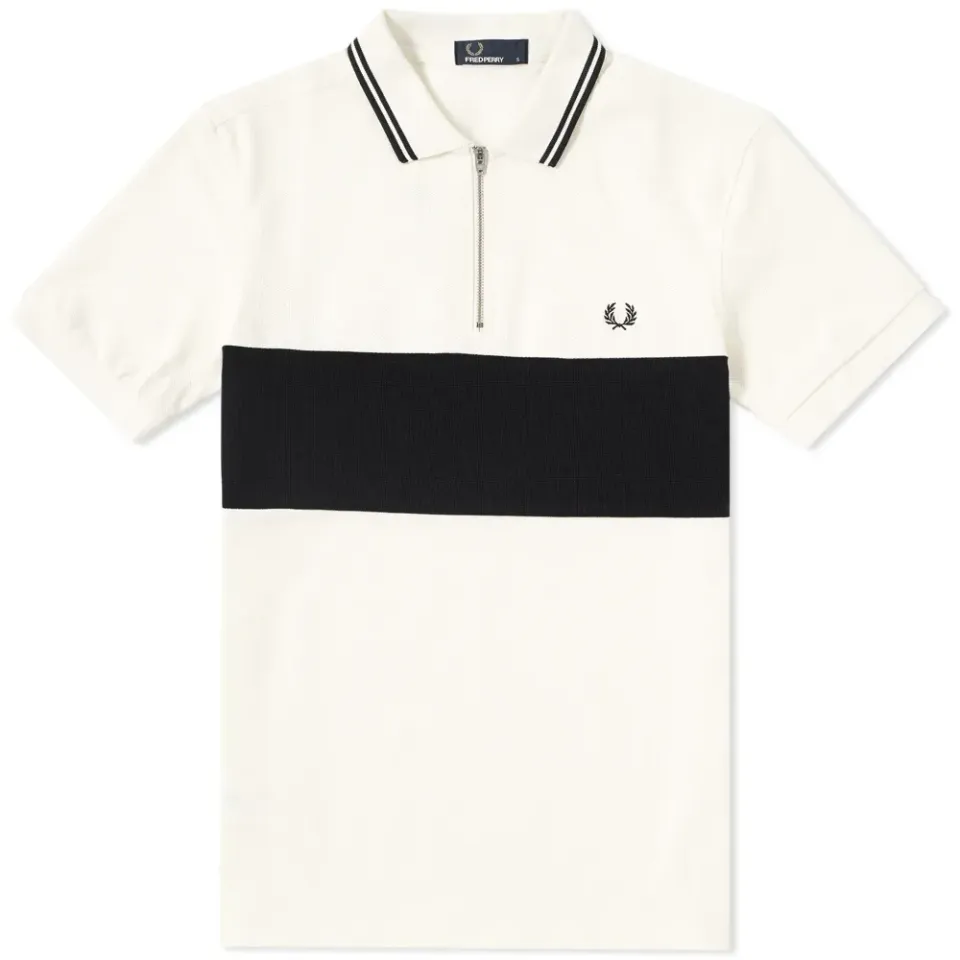 Fred Perry Panelled Zip Neck Retro Polo
