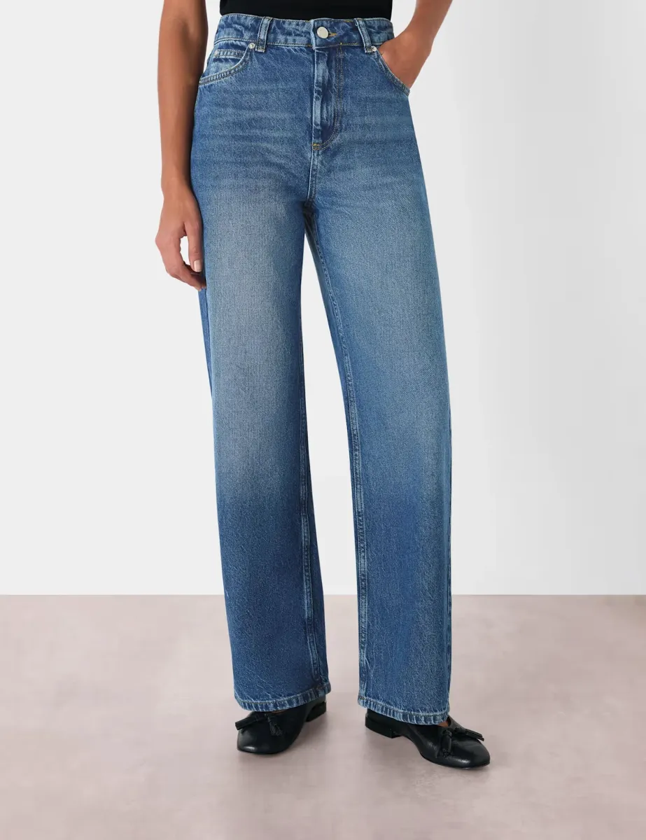 Mid Rise Straight Leg Jeans Denim