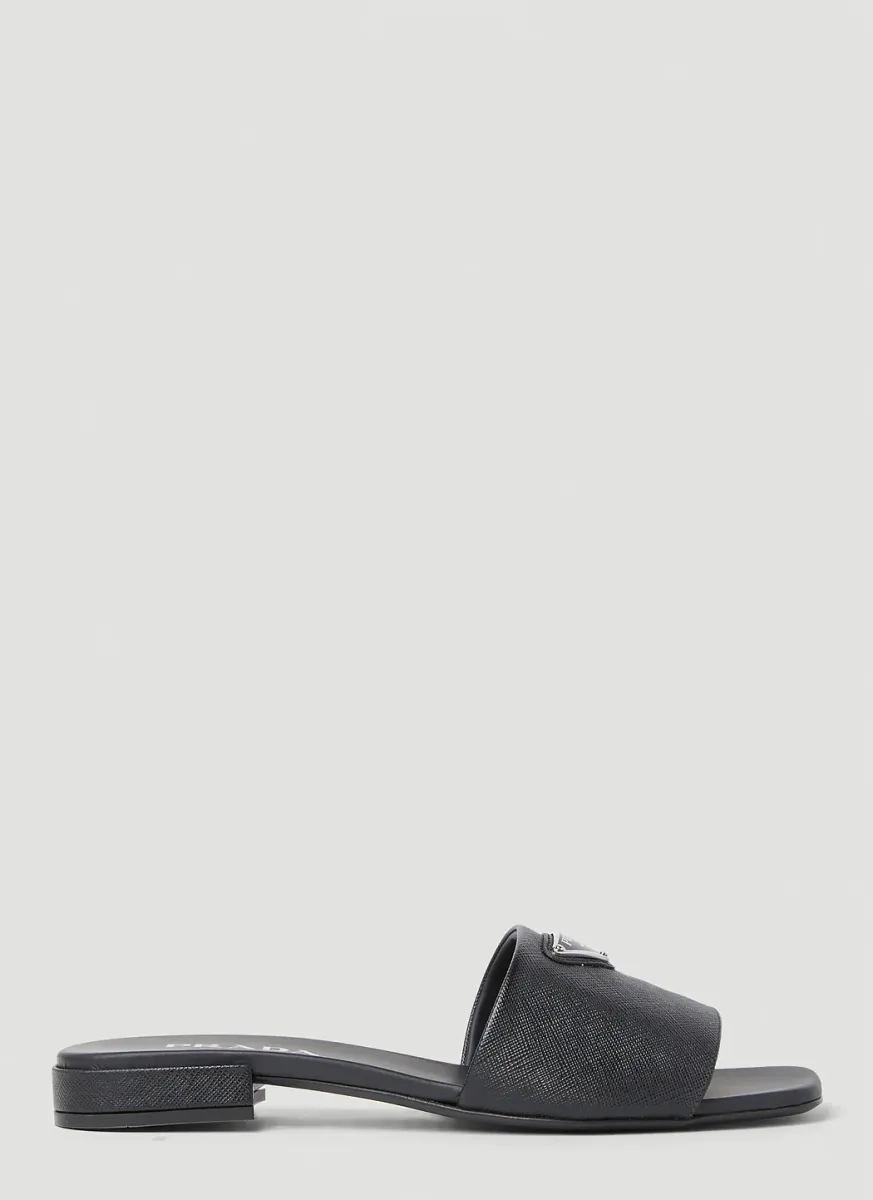 Logo Plaque Block Heel Sandals