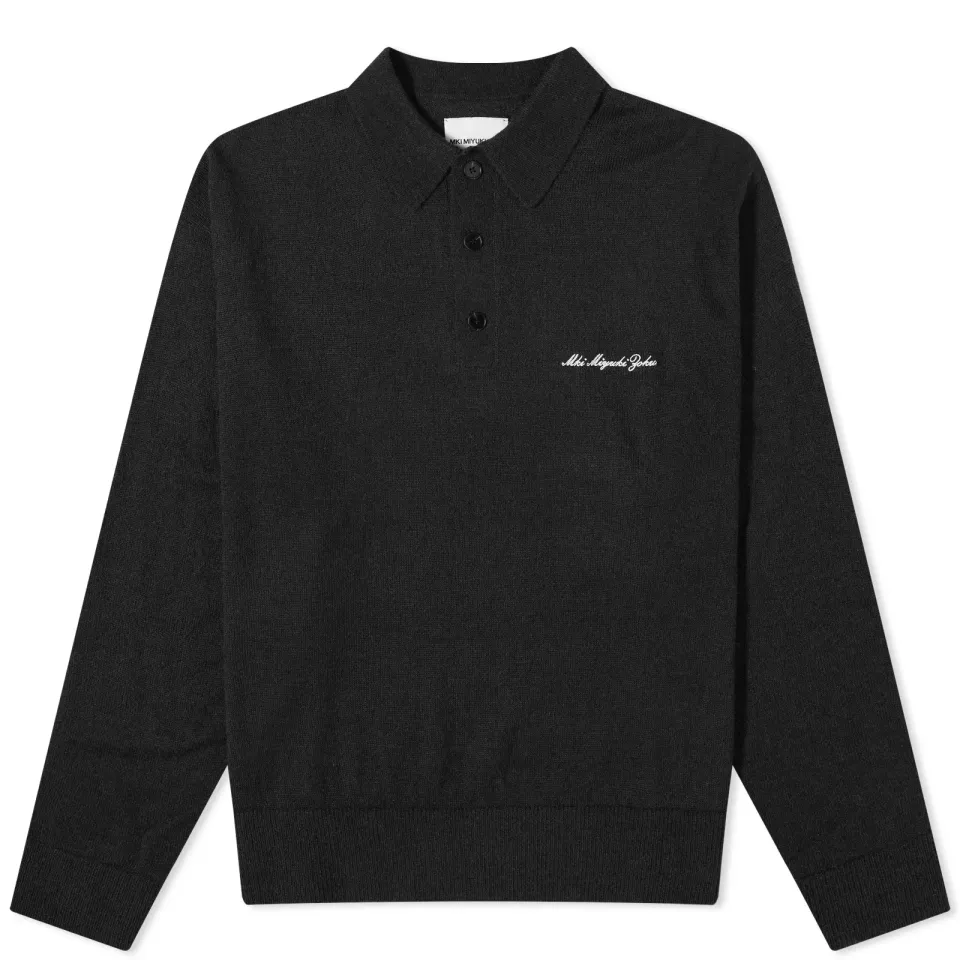 Long Sleeve Lightweight Mohair Knit Polo