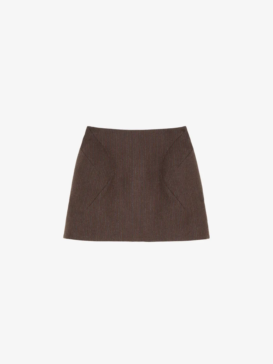 Wool Pinstripe Mini Skirt