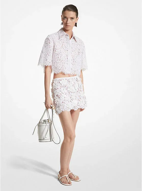 Hand-Embroidered Floral Lace Skirt