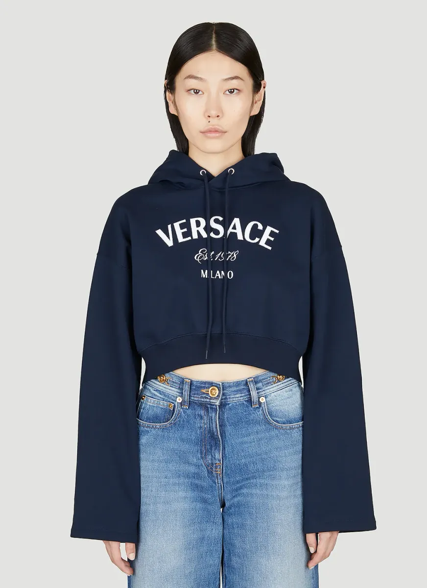 Milano Stamp Crop Hooded Sweatshirt