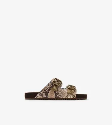Python-print Leather Urchin Sandals​ in Serpent beige