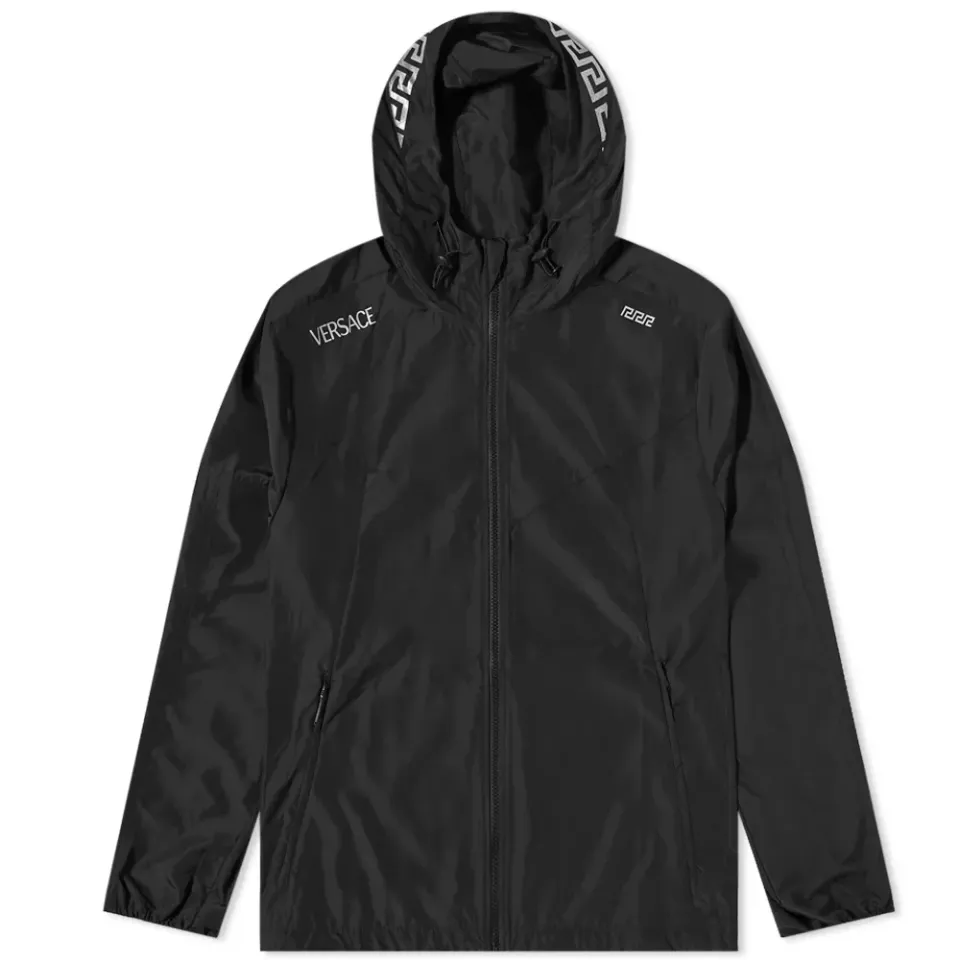 Logo Hooded Greek Stripe Jacket
