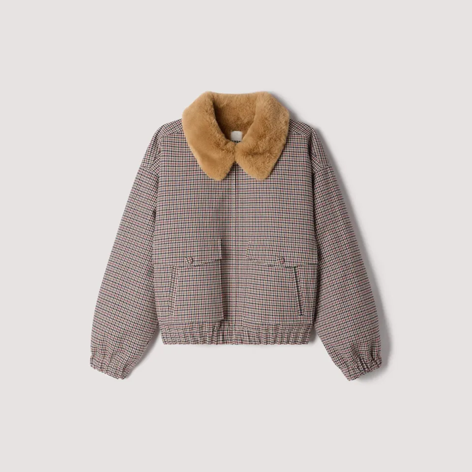 Faux fur-lined coat