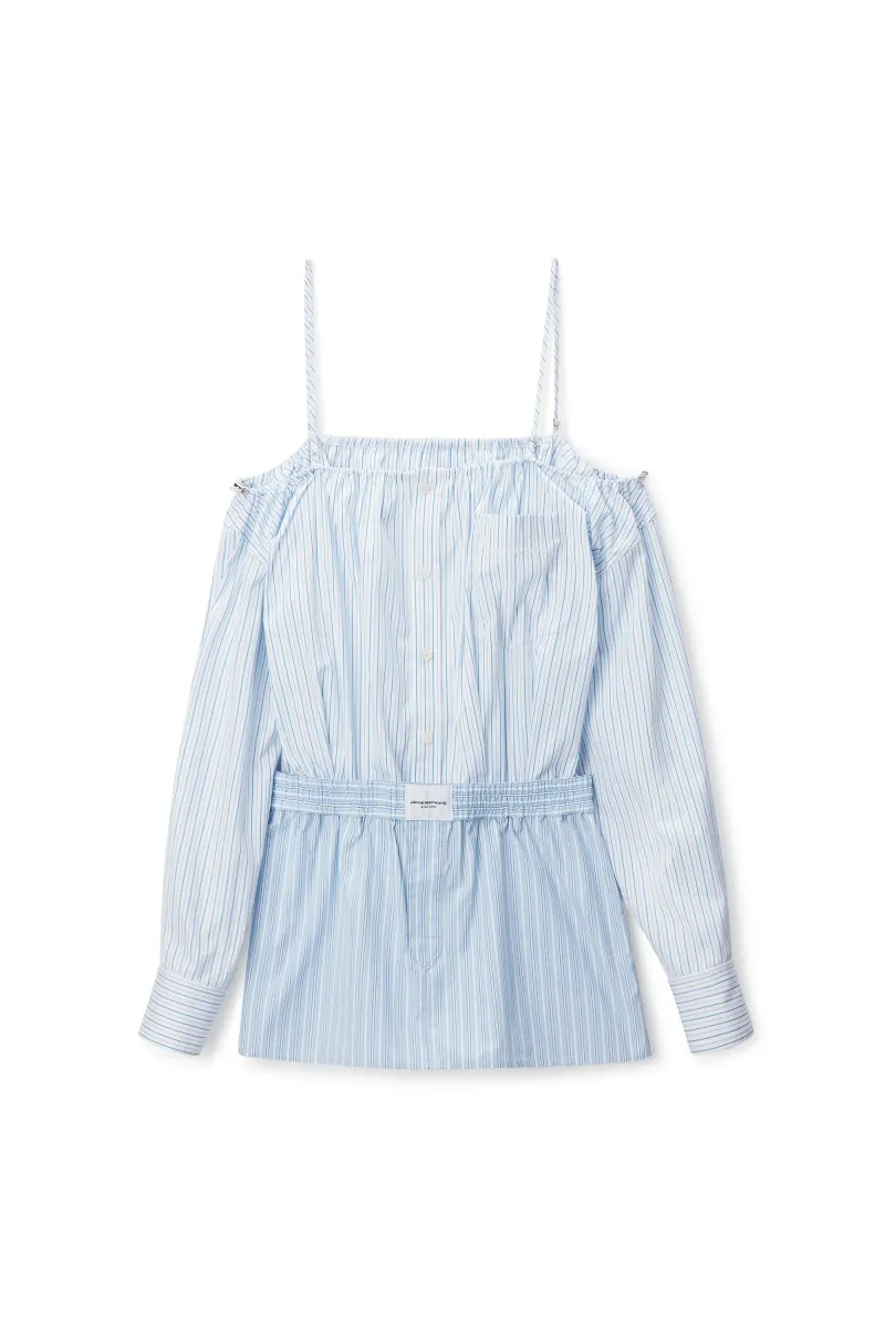 OFF SHOULDER DRESS WITH BOXER WAIST
