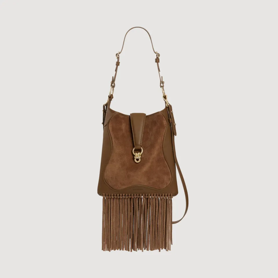 Leather and suede fringe bag