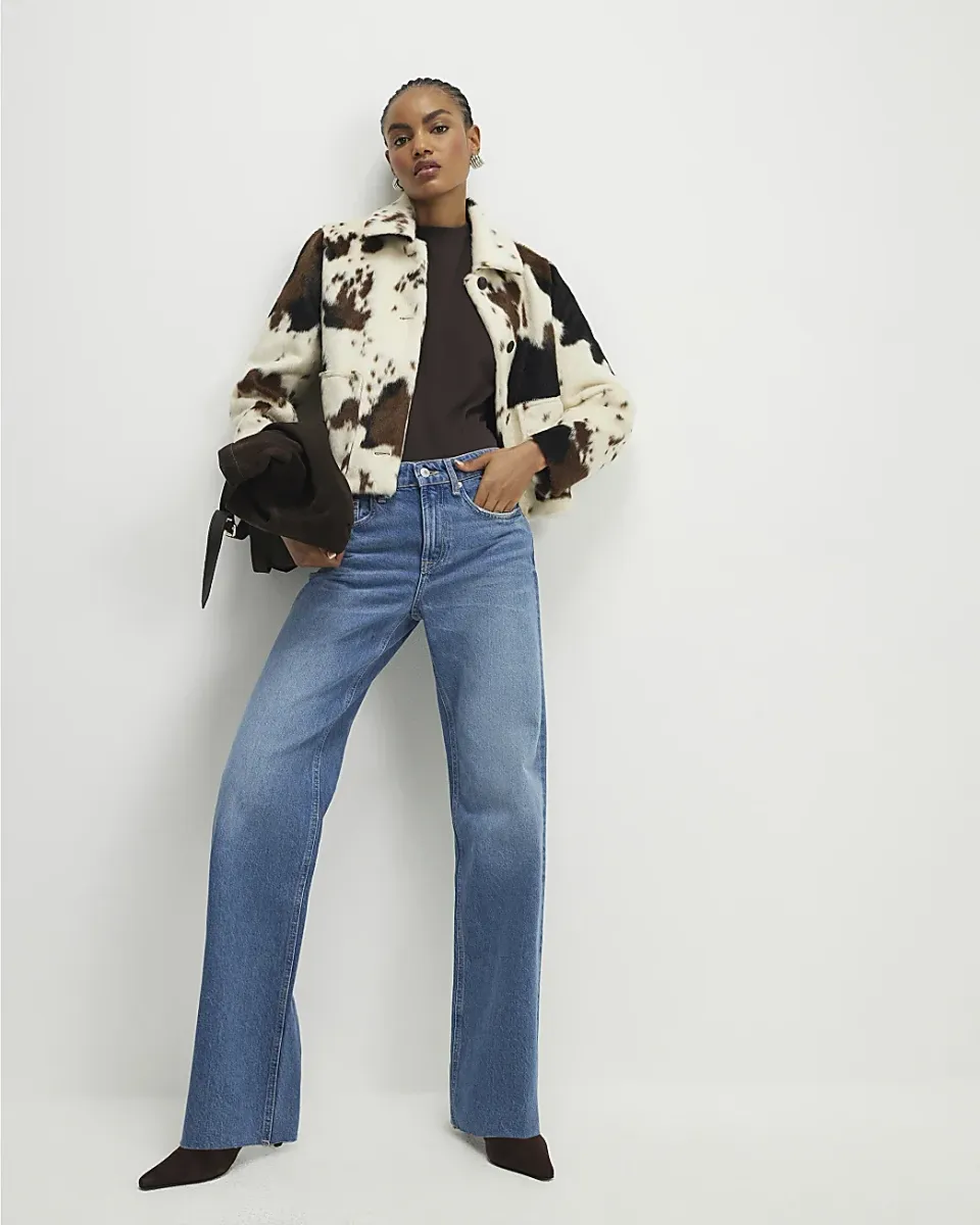 Raw Hem Wide Leg Jeans
