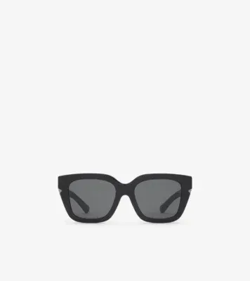 Inlaid Check Square Sunglasses in Black