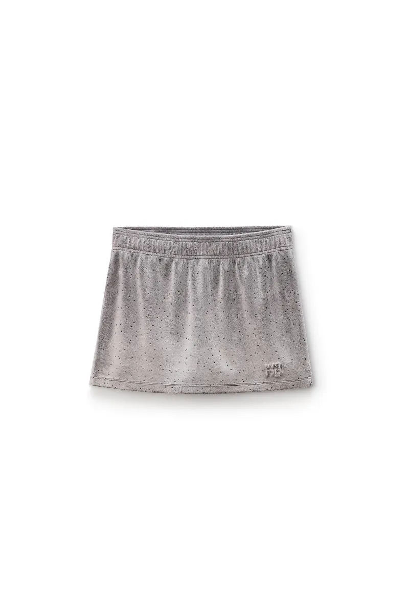 Mid-Rise Mini Skort in Crushed Velour