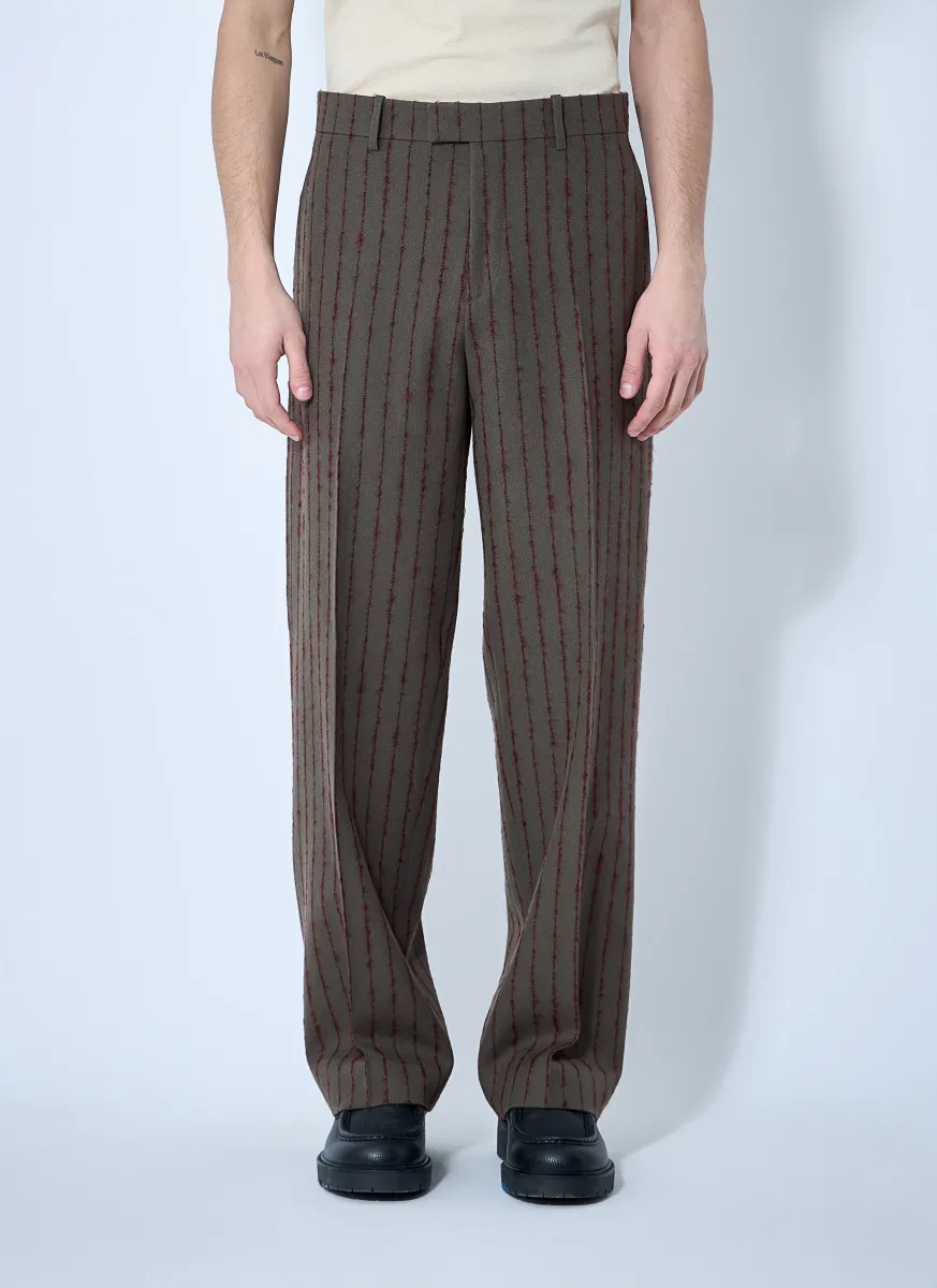 Striped Wool Tailored Pants