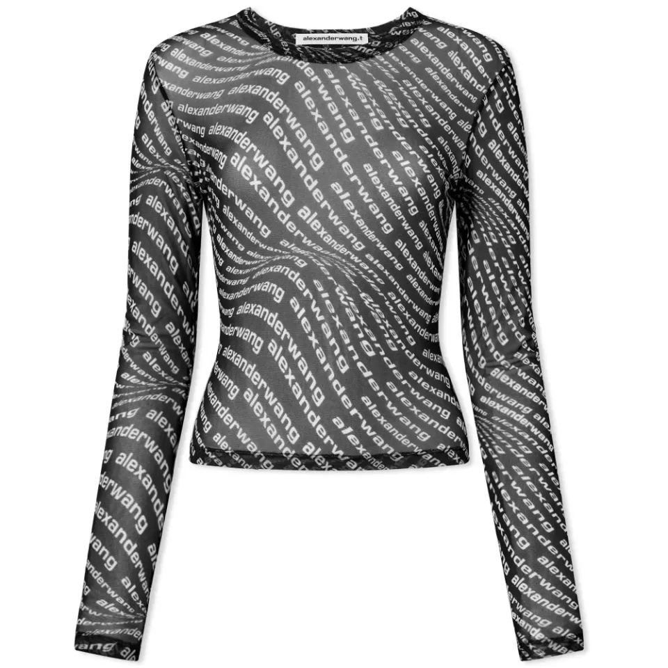 Long Sleeve Logo Mesh Tee