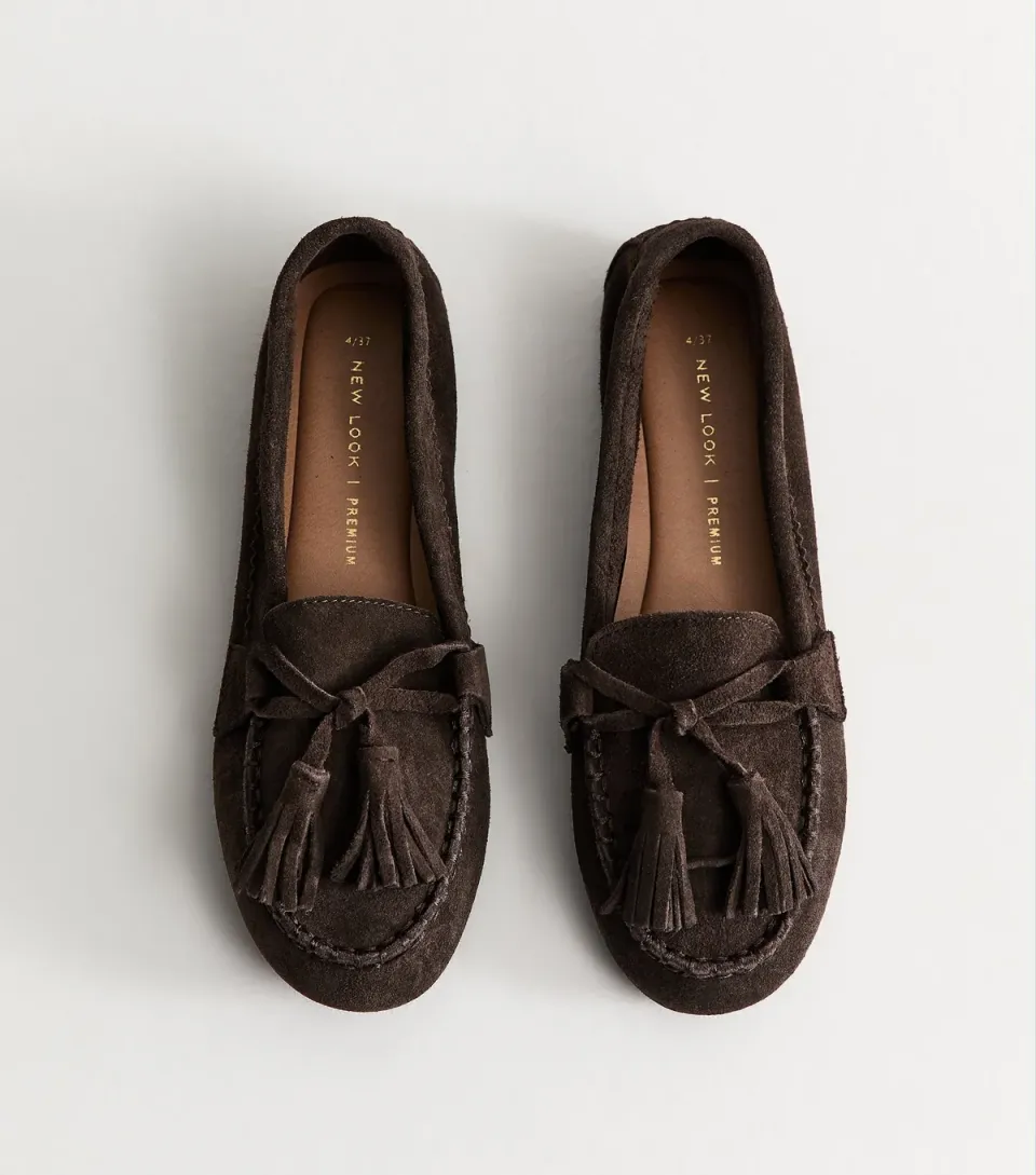 Women's Premium Real Suede Tan Tassel Loafers