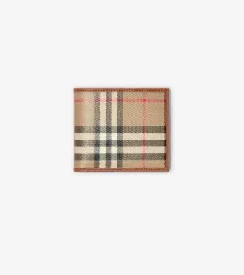 Check Bifold Coin Wallet in Archive beige - Men, Cotton