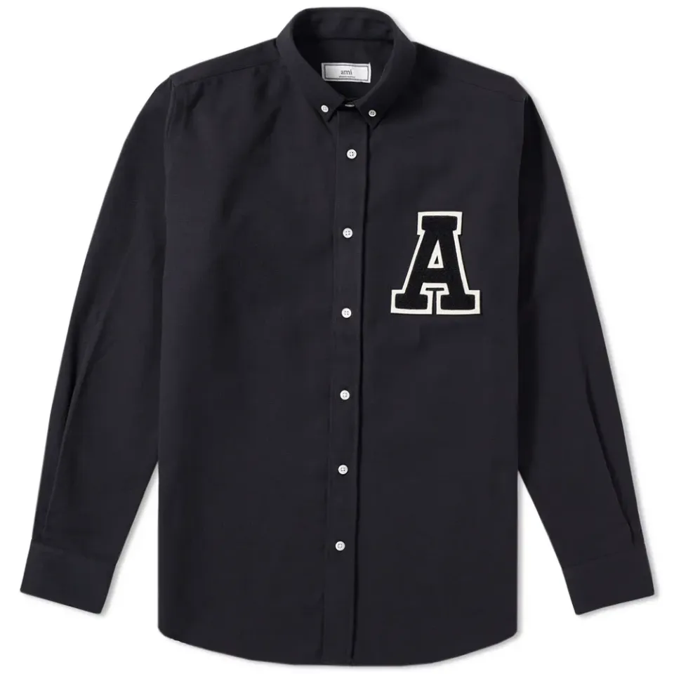 AMI Collegiate Logo Oxford Shirt