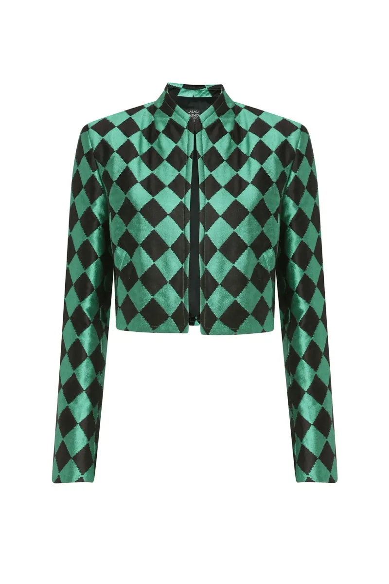 Hermione Jacket in Green/Black Diamond