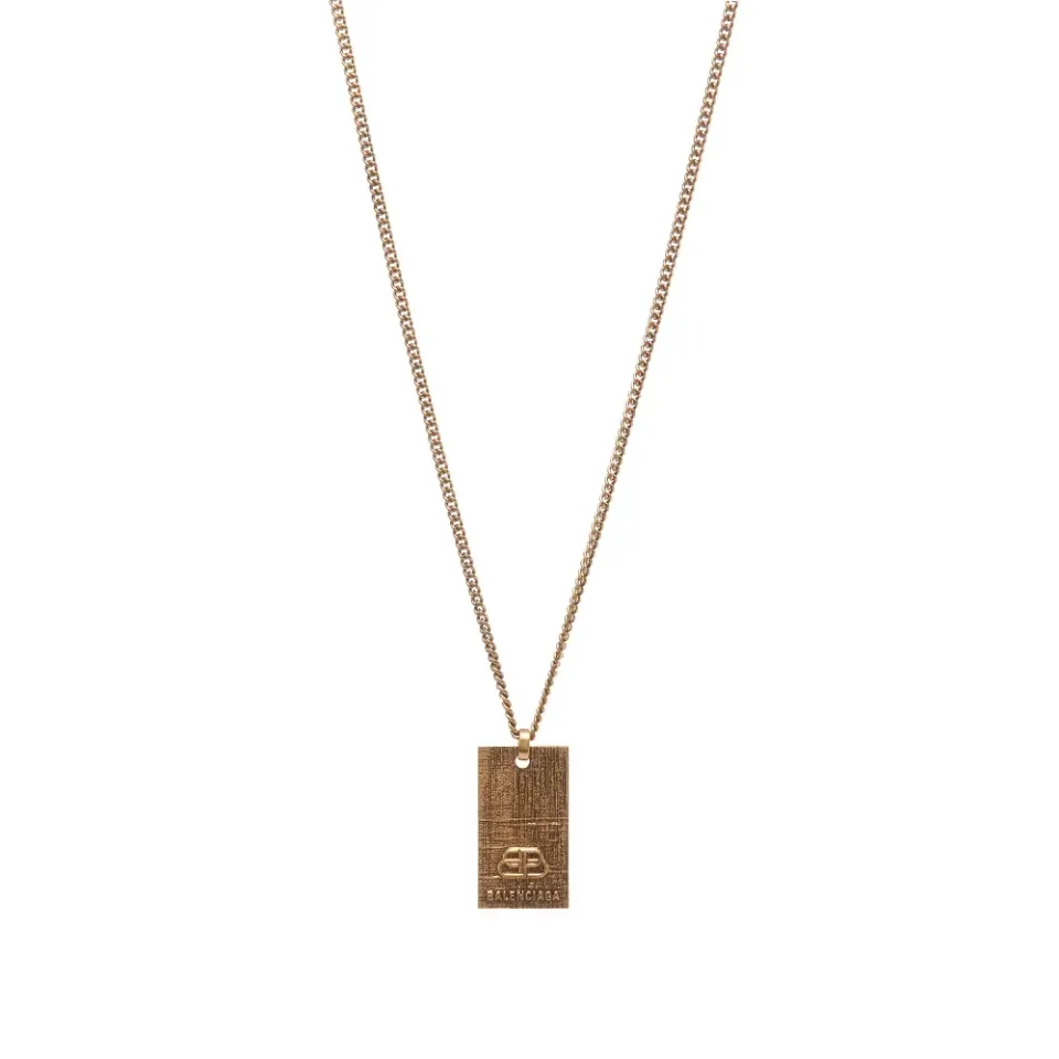 BB Textured Logo Pendant and Necklace