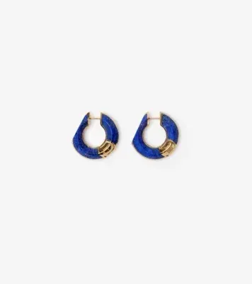 Lapis Large Hollow Hoop Earrings in Gold/blue