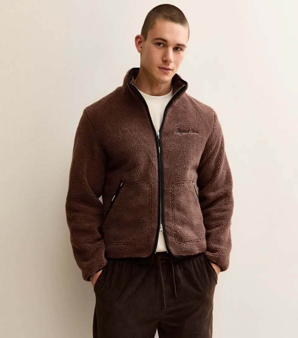 Men's Brown Oversized Teddy Jacket