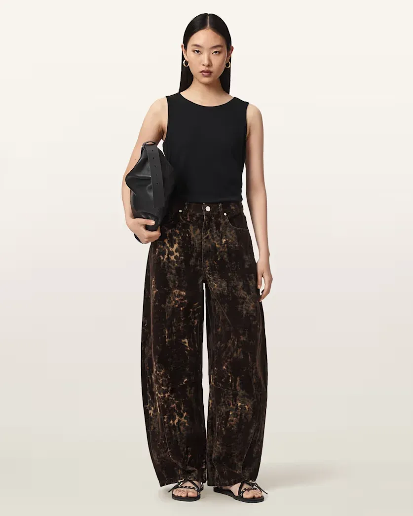 Jett Leopard Print Barrel Leg Jeans