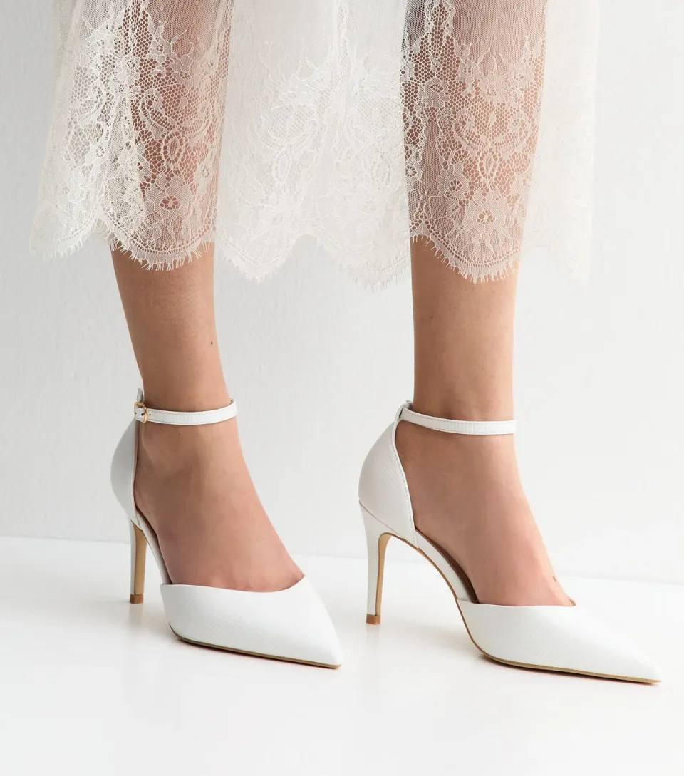 Women's Extra Wide Fit White Ankle Strap Court Shoes Vegan