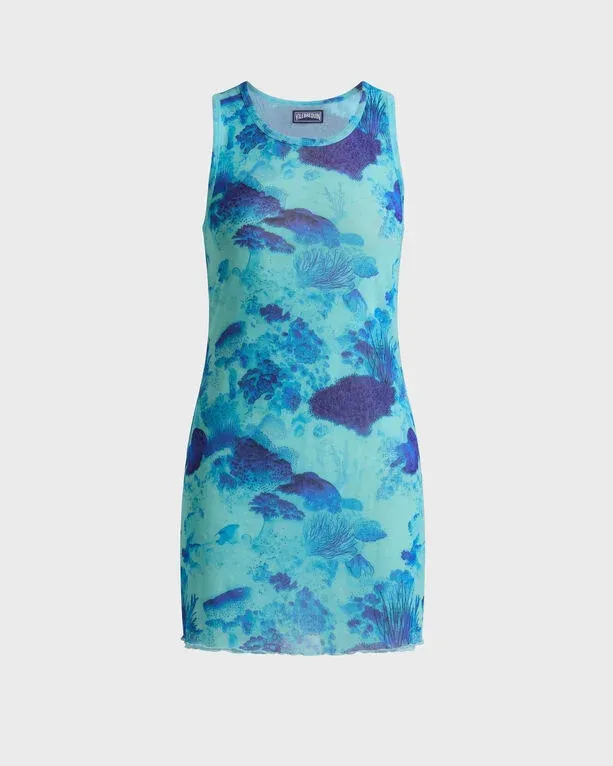 Women Tulle Sleeveless Dress Coral Reef