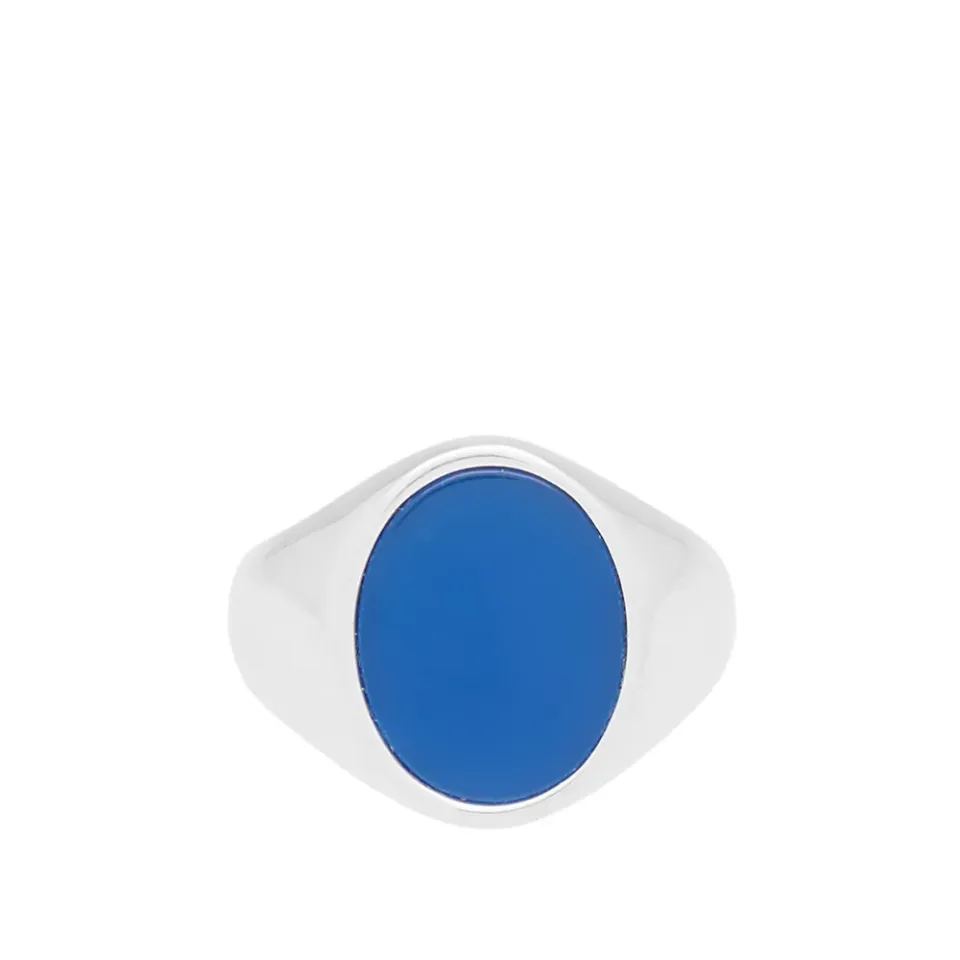 11 Blue Agate Signet Ring