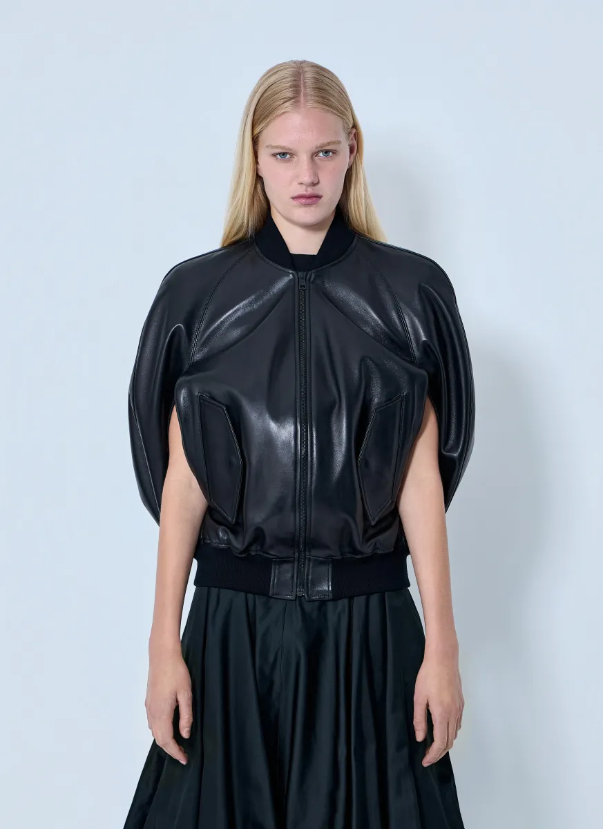 Structured Leather Bomber Jacket