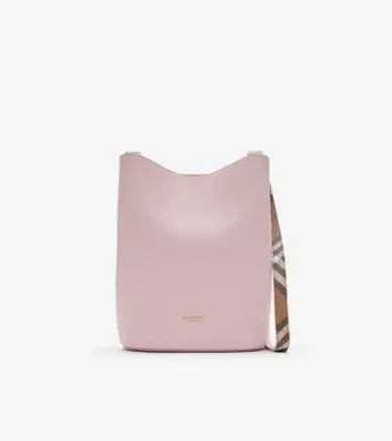 Small Leather Bucket Bag in Lilac pink