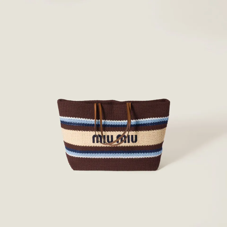 Raffia-effect woven tote bag