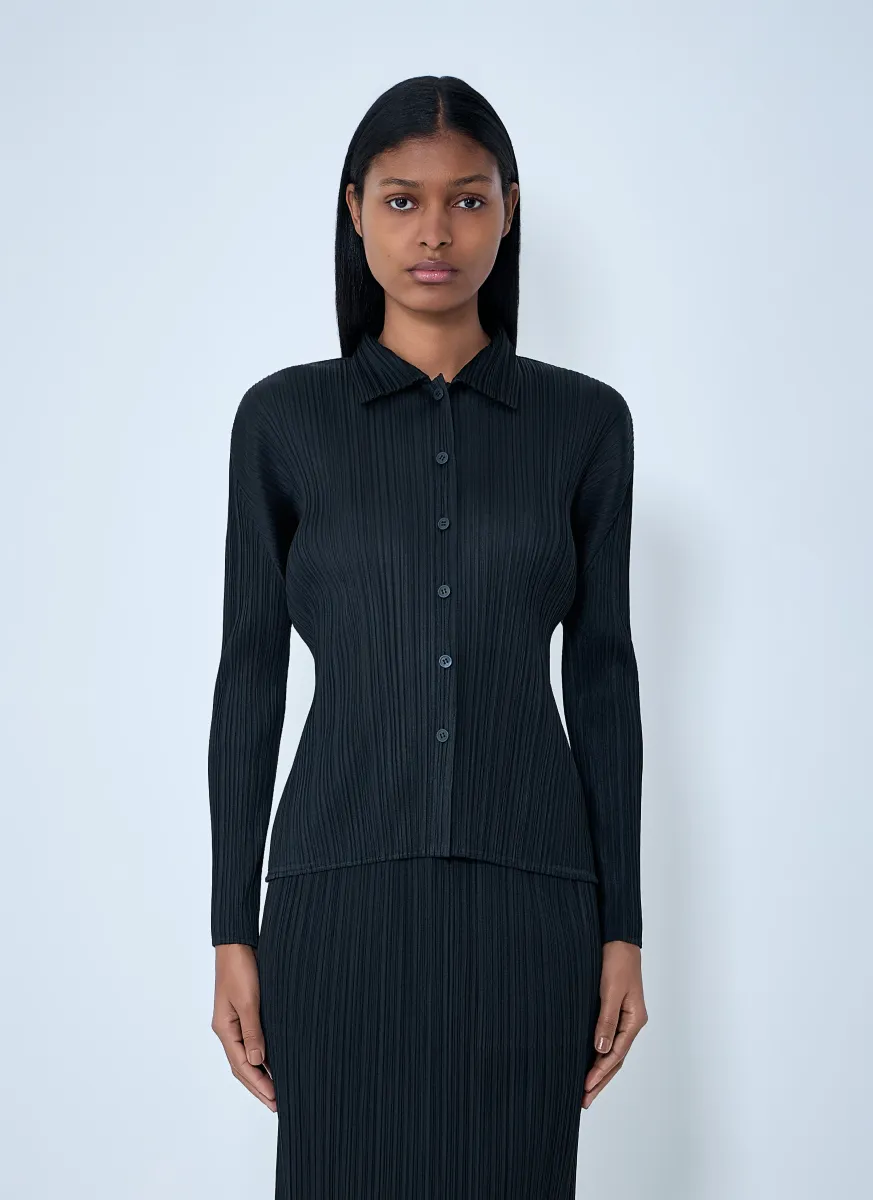 Pleated Button-Down Shirt