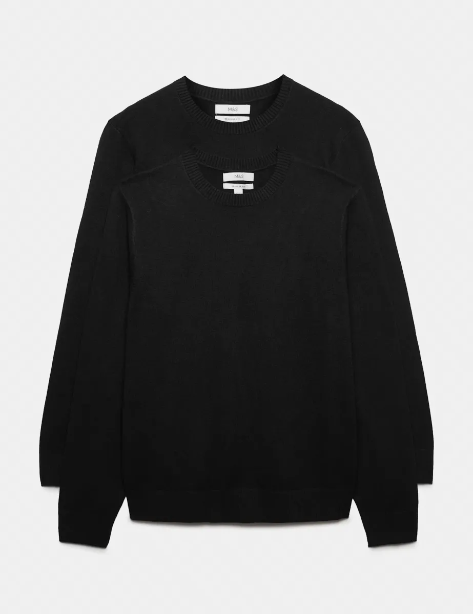 2 Pack Air Yarn Crew Neck Jumpers Black