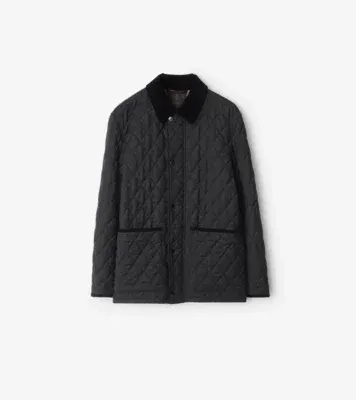 Quilted Wool Barn Jacket in Charcoal grey