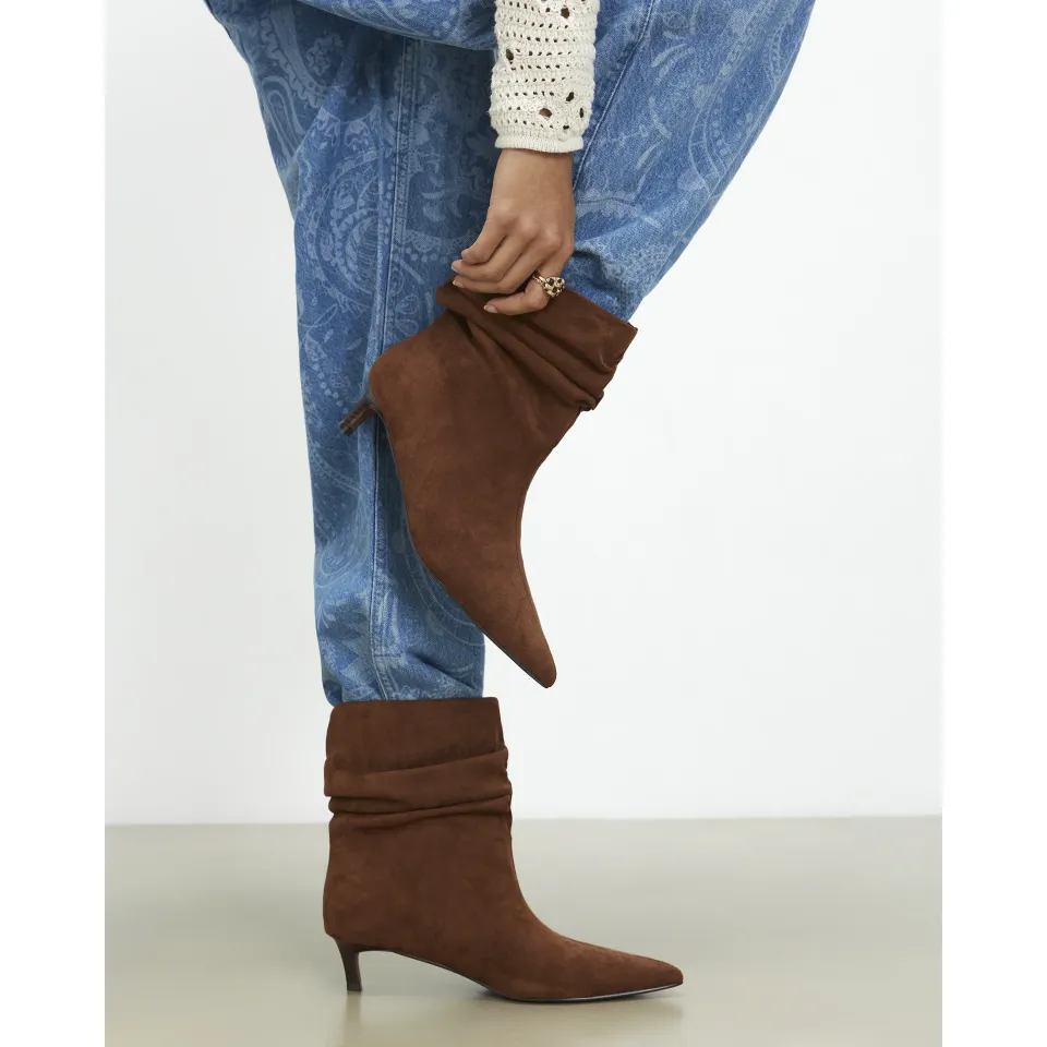 Faux Suede Slouchy Point Toe Boots