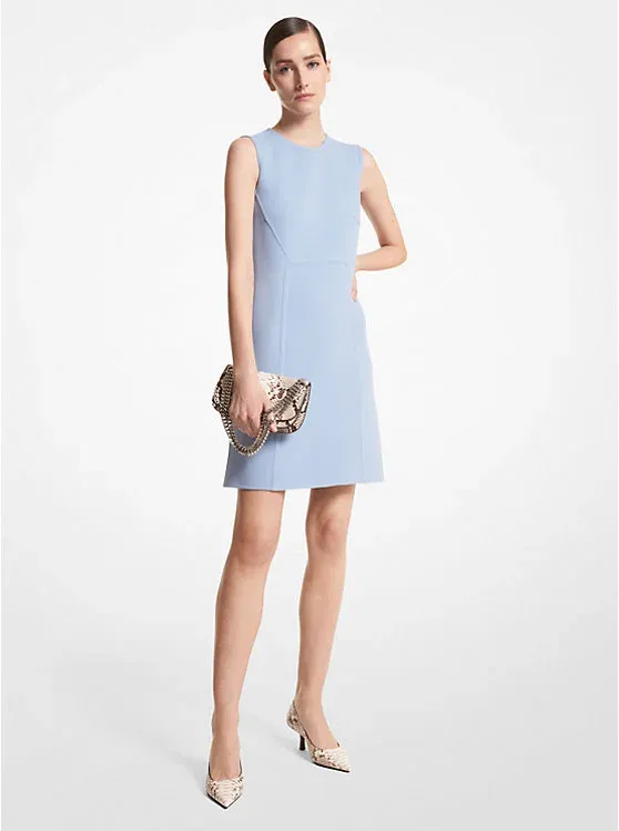 Double Face Stretch Wool Crepe Shift Dress