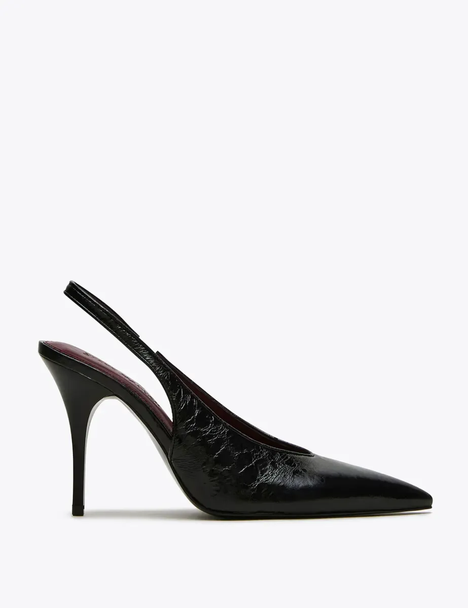 Leather Stiletto Heel Slingback Shoes