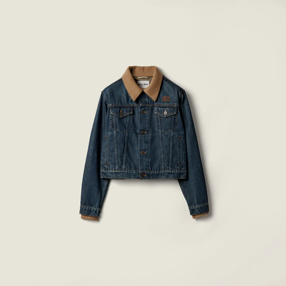 Denim blouson jacket